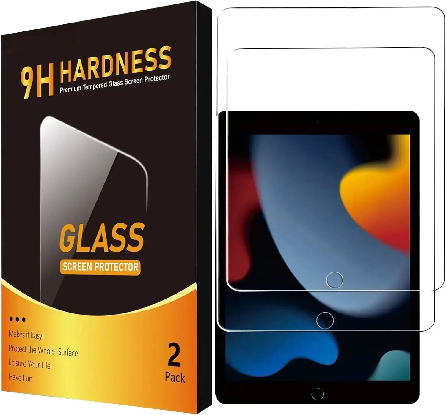 2 Pack Screen Protector for iPad , Anti-Scratch 9H Hardness Tempered Glass Film Apple Pencil Compatible
