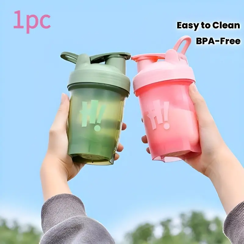 1 BPA-Free Protein Shaker Bottle, Shaker Cup with Wave Ball, Gym Bottle Water, Sports Drinking Bottle, Portable Drinking Bottle, Flip Lid, Easy to Clean, Durable PP Material, Large Capacity, Ideal for Gym and Outdoor Sports, Available in Pink, Black