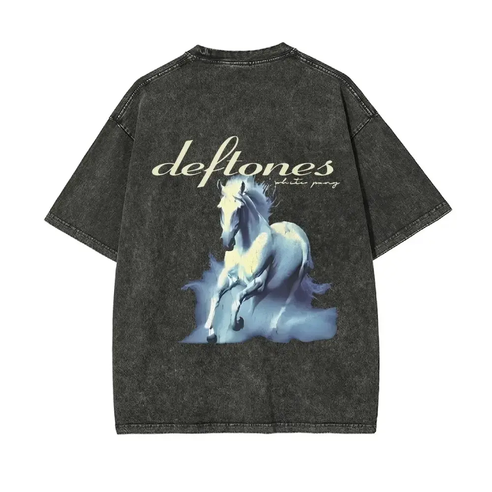 Retro Limited Vintage Deftones Tour Shirt, Rock Band WHITE PONY Oversized Heavy Washed Cotton Tee, 90s Grunge Gothic Punk Y2K Rock Merch