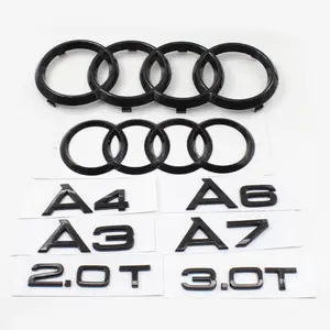 1Set For Audi A3 A4 A5 A6 A7 Q2 Q3 Q5 Q7 Q8 RS3 RS4 RS5 RS6 S3 S4 S5 S6 Car Hood Front Bonnet Grill Rear Trunk Emblem Badge Sticker Quattro Sline Logo Decoration Replaced Accessories