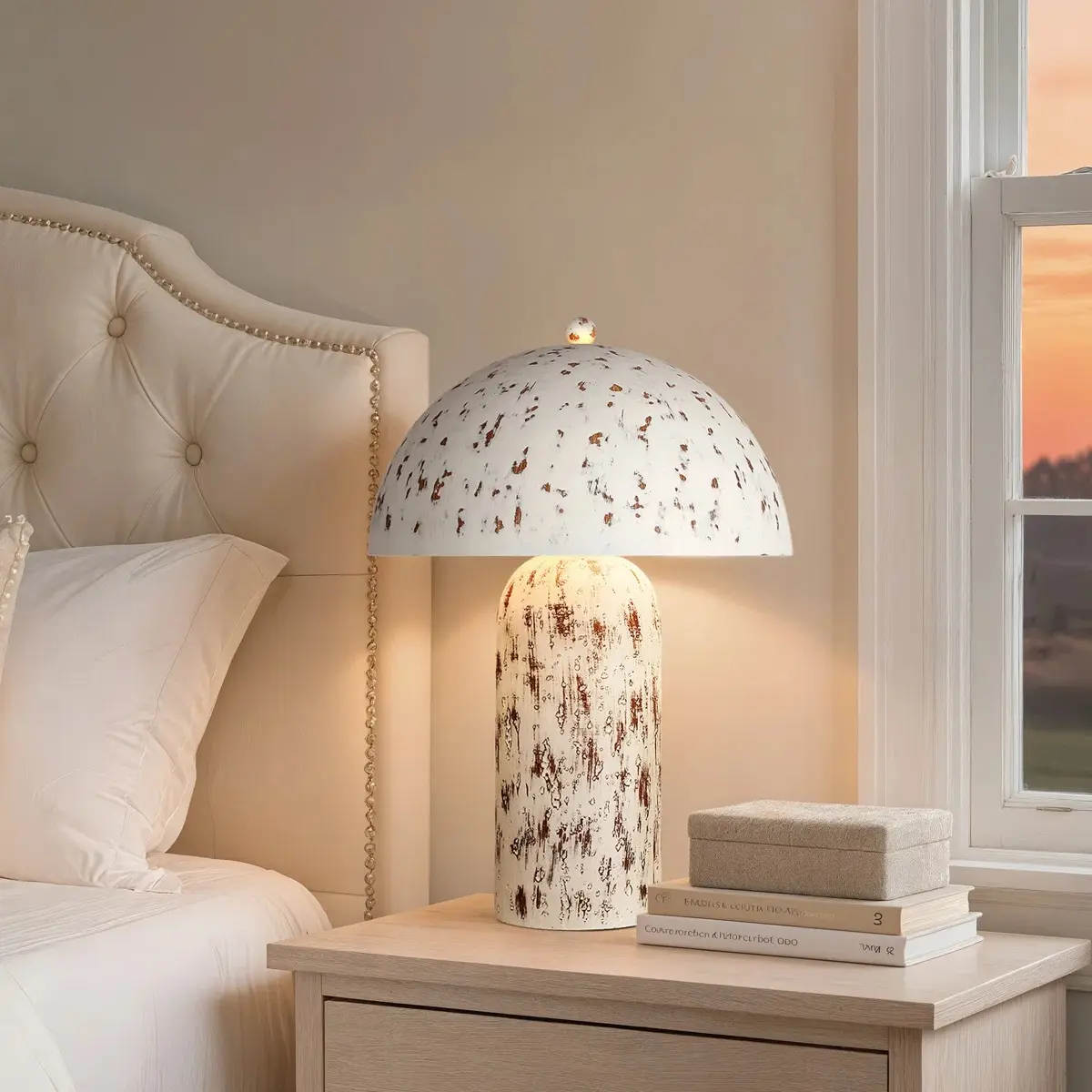 18.5in Vintage Mushroom Table Lamp Nightstand Lamp For Bedroom