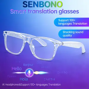 Intelligent Language Translation Glasses, Free Lifetime Translation, Stereo Speakers, Wireless Calling, Camera Control, Ai Recording, Touch Control