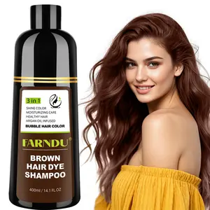 FARNDU Hair Color Shampoo - 10 Mins Gray Hair Coverage - Long Lasting - Ammonia-Free -  3-In-1 Gray Hair Coverage - Fruity Aroma(400 mL)-Brown, Christmas Gift