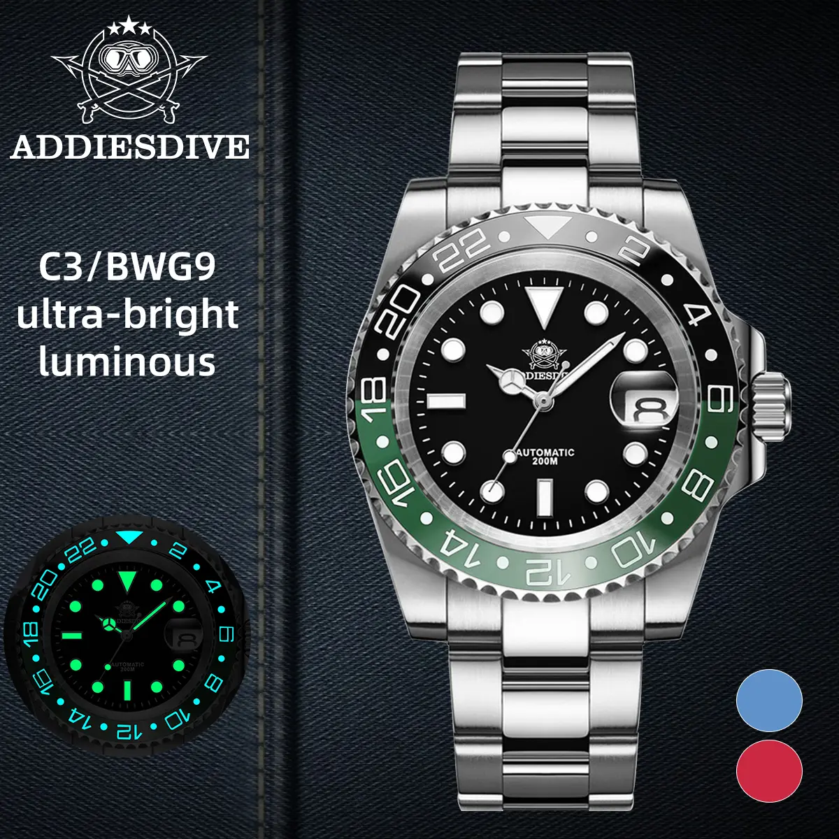 ADDIESDIVE Men's Automatic Luxury Watch   - 2 Tone Ceramic Bezel, Sapphire Crystal, Luminous, 200m Waterproof 316L Stainless Steel Watches