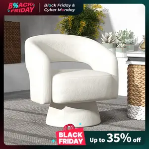 【TikTokShopBlackFriday】Ebello swivel armchair, Modern luxury velvet upholstered chair, Comfortable round armrests, 360 degree swivel barrel chair, High value simple style, Suitable for living room, Bedroom office, Beige