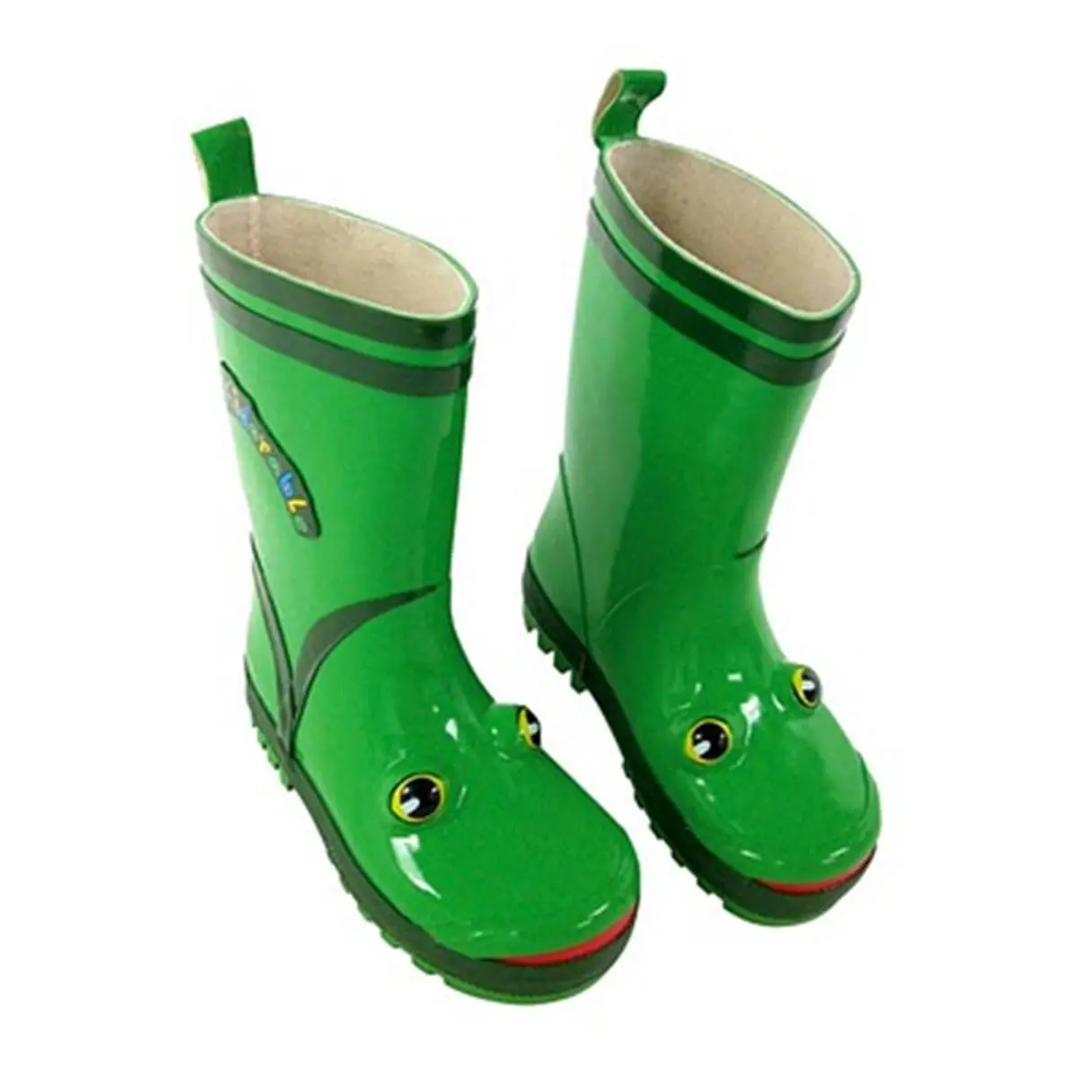 212 MAIN Unisex Kids' Low Top Natural Rubber Frog Face Rain Shoes, Waterproof, Child-Friendly, Playful Design for Outdoor Play, Size 5