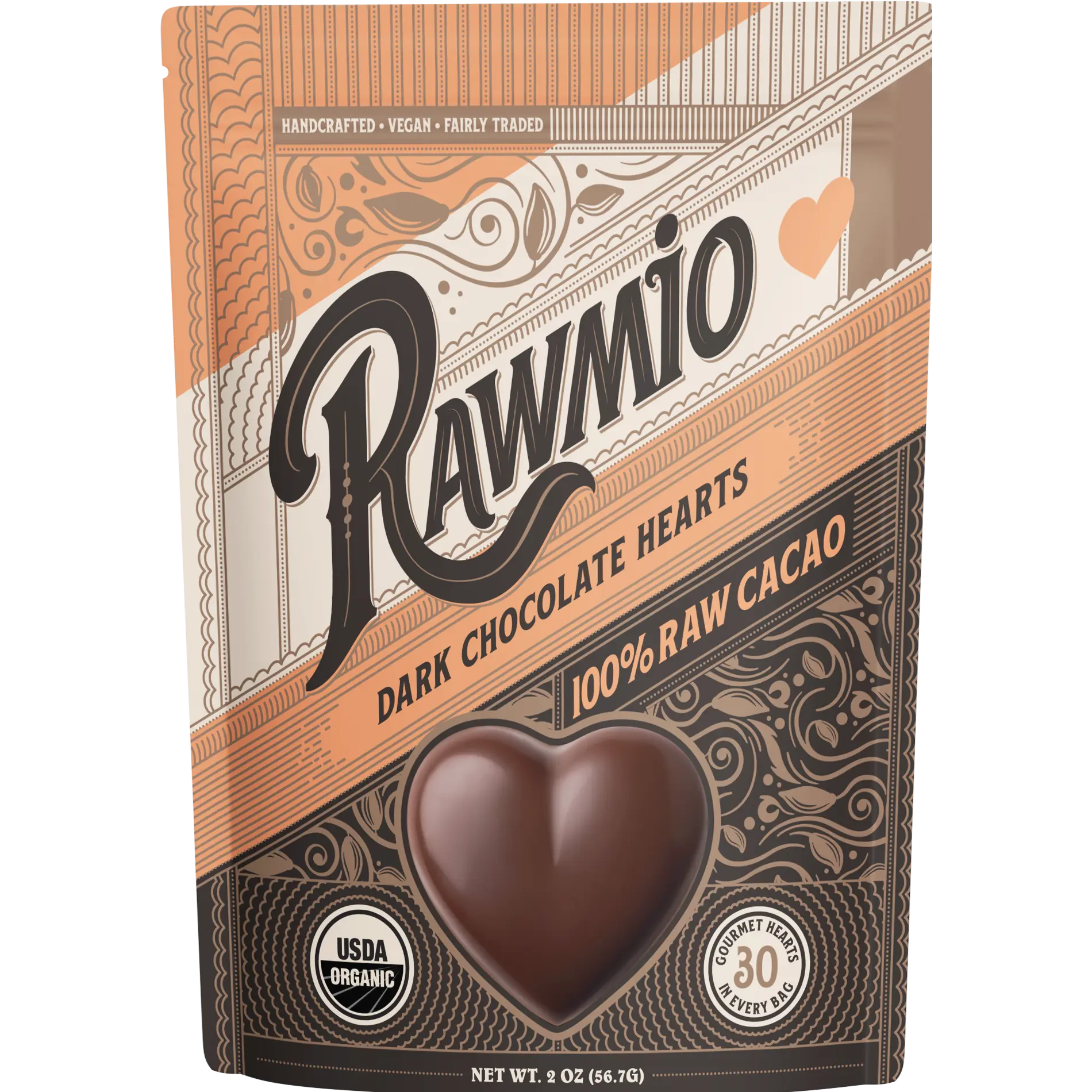Rawmio Dark Chocolate Hearts - 100% Cacao