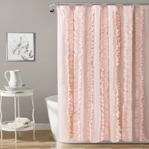 Lush Decor Belle Shower Curtain Single 72"W x 72"L Blush - Fabric Shower Curtains for Bathroom - Pink Bathroom Curtain - Coquette Decor Lush Decor Belle Shower Curtain Single 72"W x 72"L Blush - Fabric Shower Curtains for Bathroom - Pink Bathroom Curtain - Coquette Decor