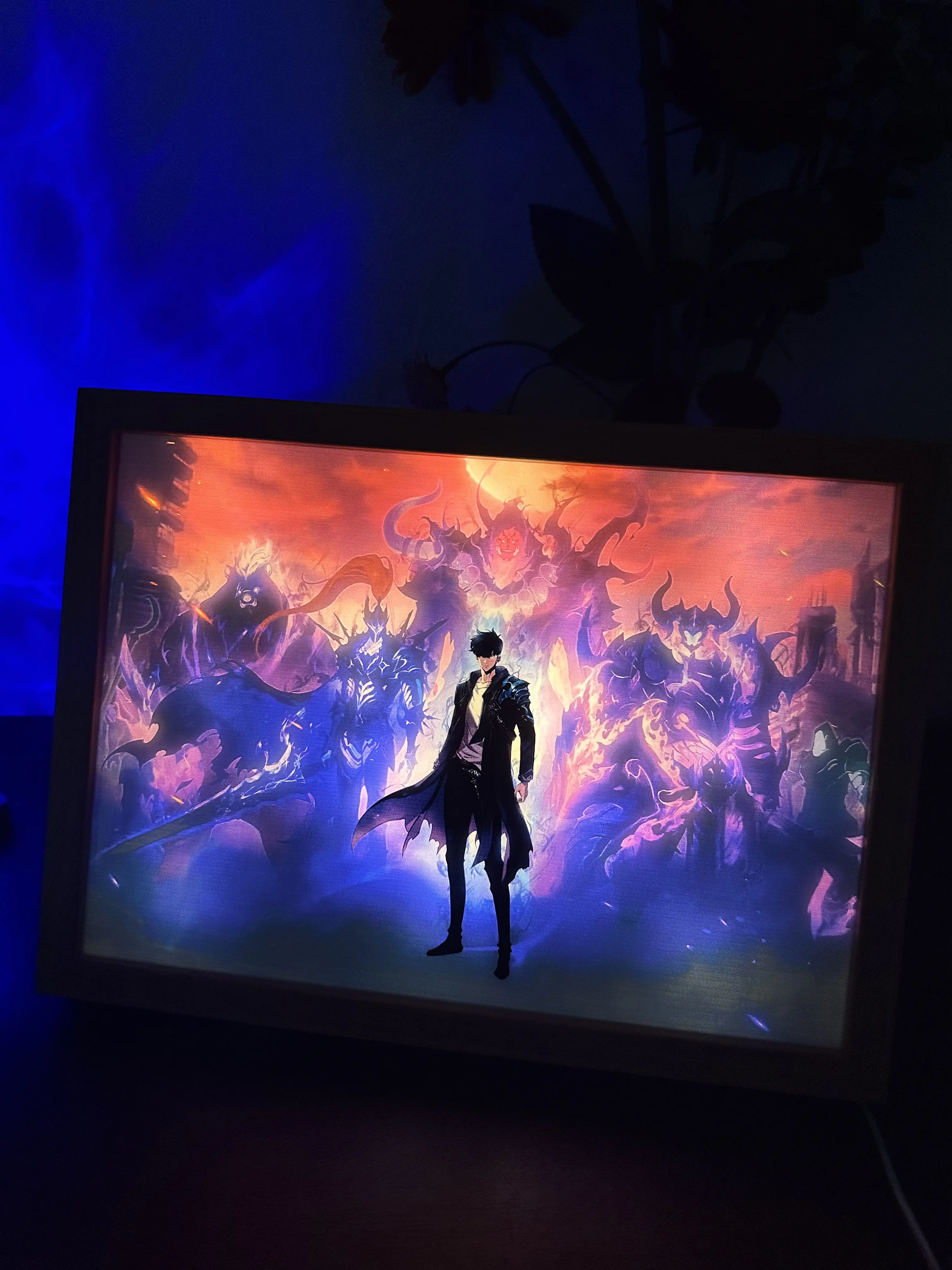 S0L0 Leveling Sung Jin Woo LED Anime Painting Night Light Large Size 12.6" x 9.3" summerwins
