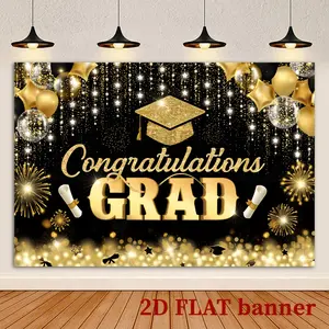 2D Flat, 2D Flat Happy Graduation Backdrop Banner, Material, Congratulations Graduation Party Decoration, 2026 Class Photo Background, No Power Needed, Graduation Celebration, Versatile Wall Decor f