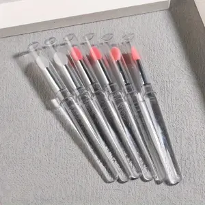 5pcs Nail Art Brushes, Reusable Nail Brushes for Nail Art, Silicone Nail Brush, Chrome Glitter Mirror Powder Pigment Applicator Sticks, Lipstick Eyeshadow Brush, Makeup Brushes Nail Art Tools