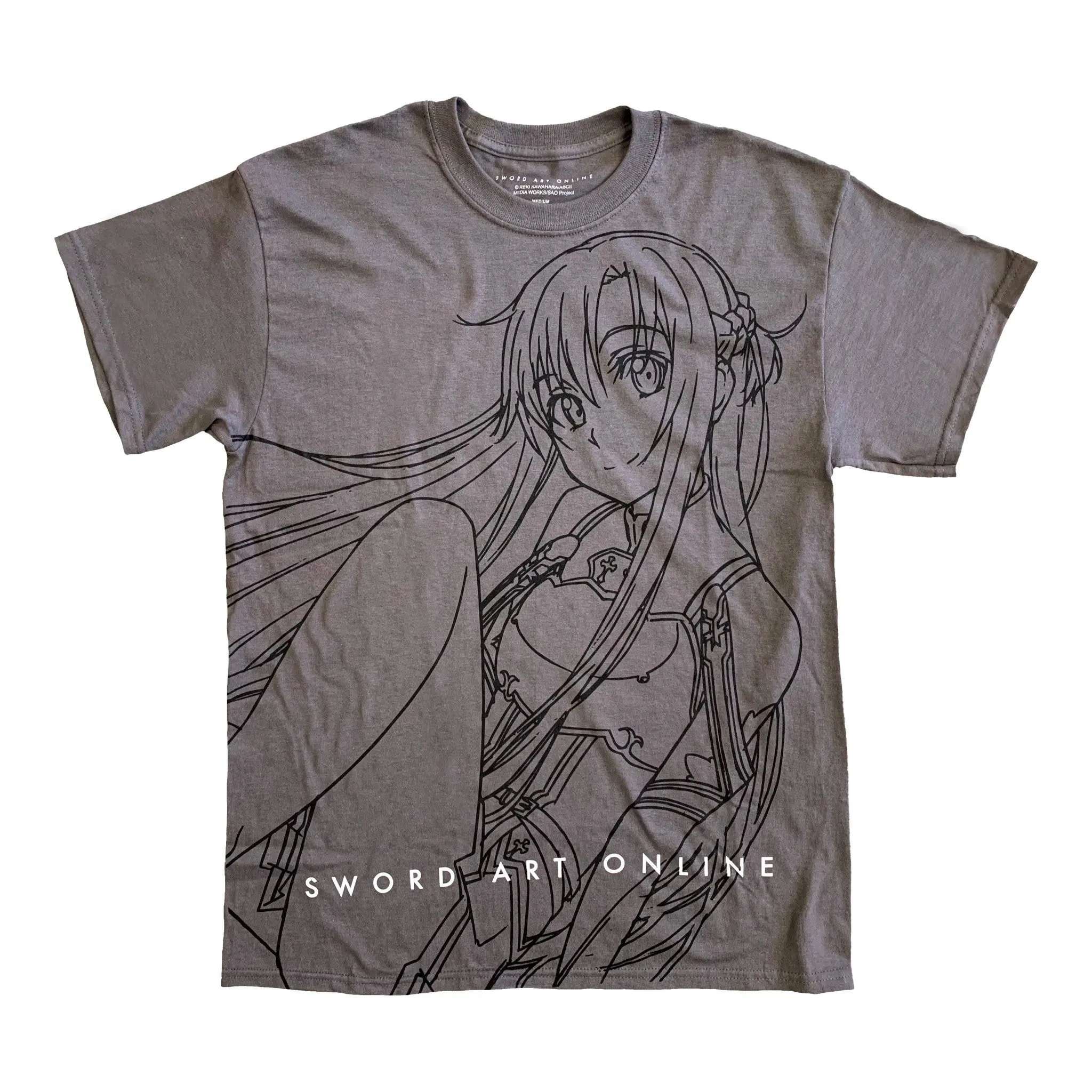 Men's Sword Art Online Asuna Character Print Cotton Short-Sleeve Round Crew Neck Pull-On Casual Streetwear T-Shirt - All Seasons, Machine Washable Menswear Basic Top