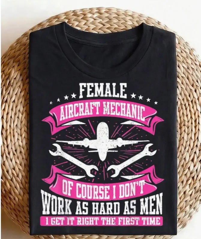 Fun Pattern Men's T-Shirt Women's Aircraft Mechanic Aviation Maintenance Aircraft T-Shirt