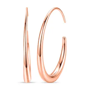 Lightweight Teardrop Gold Hoop Earrings for Women - ION Plated Gold Earrings for Women Stainless Steel Large Oval Curved - High Polished Statement Jewelry Gifts