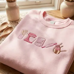 Embroidered Baking Sweatshirt, Pastry Chef Gift, Stand Mixer & Kitchen Tools Crewneck, Culinary Student Gift, Baking Lover Apparel