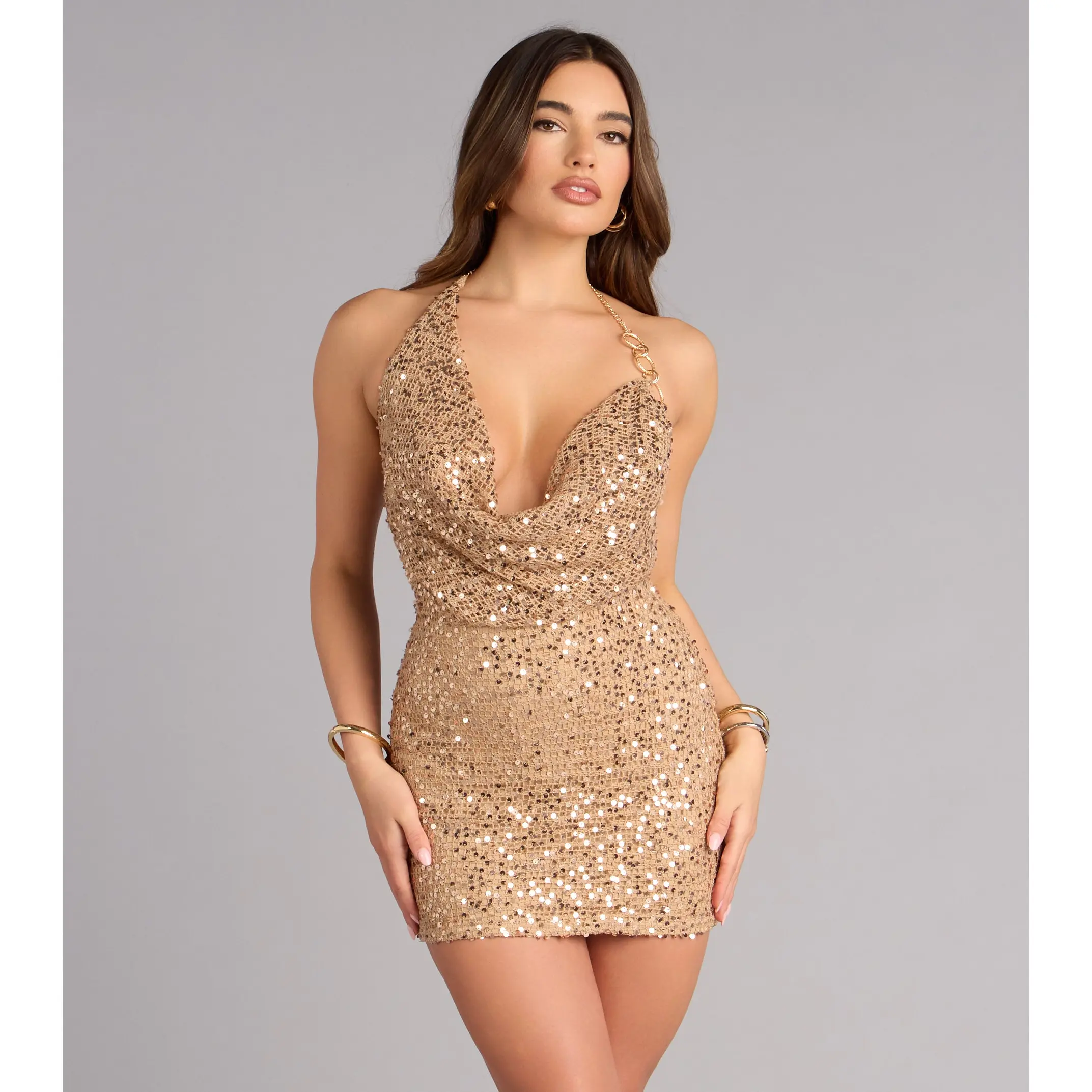 delanie halter mini dress Adeline Rose Halter Mini Dress main image 0