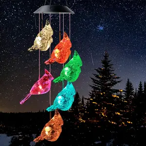 JNOEC Bird-Form Outdoor Solar Wind Chime Night Light, IP65 Waterproof Color-Changing Auto-Glow Light, Garden Decor, Gift-Boxed for Women (Christmas, Birthday Gifts), Gift Box
