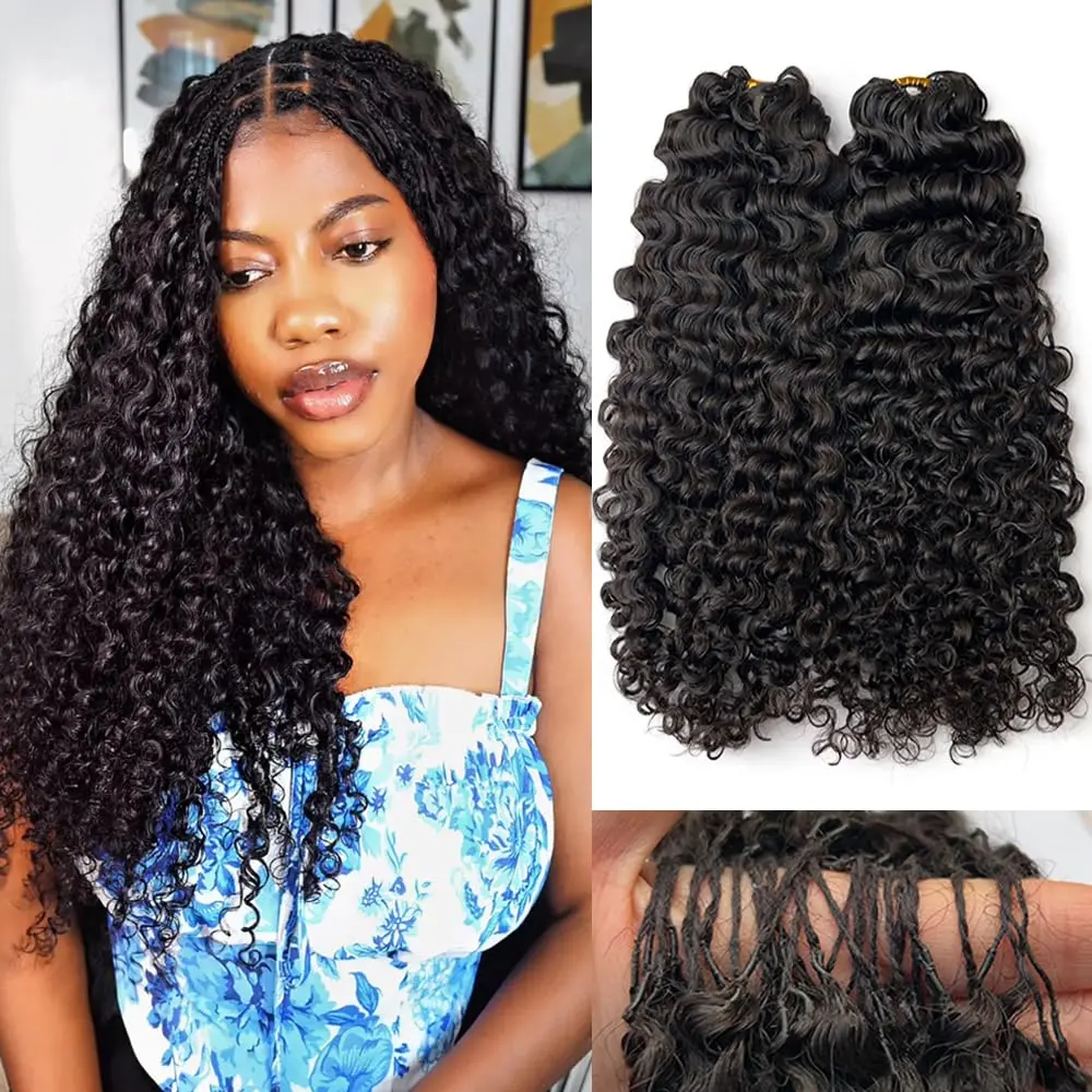 [Crochet Hair] Mamushow Feather Crochet Human Hair Bundles for Miracle Knots Human Hair Curly Wave Pre-Separated 50g/Pack Reusable Invisible 100% Virgin Human Hair Crochet Extensions Natural Black #TiktokShopSpringGlowUp #HairTok