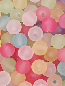 200pcs 8mm Acrylic Round Beads for Jewelry Making,Transparent Matte Colorful Frosted Beads for Crafts