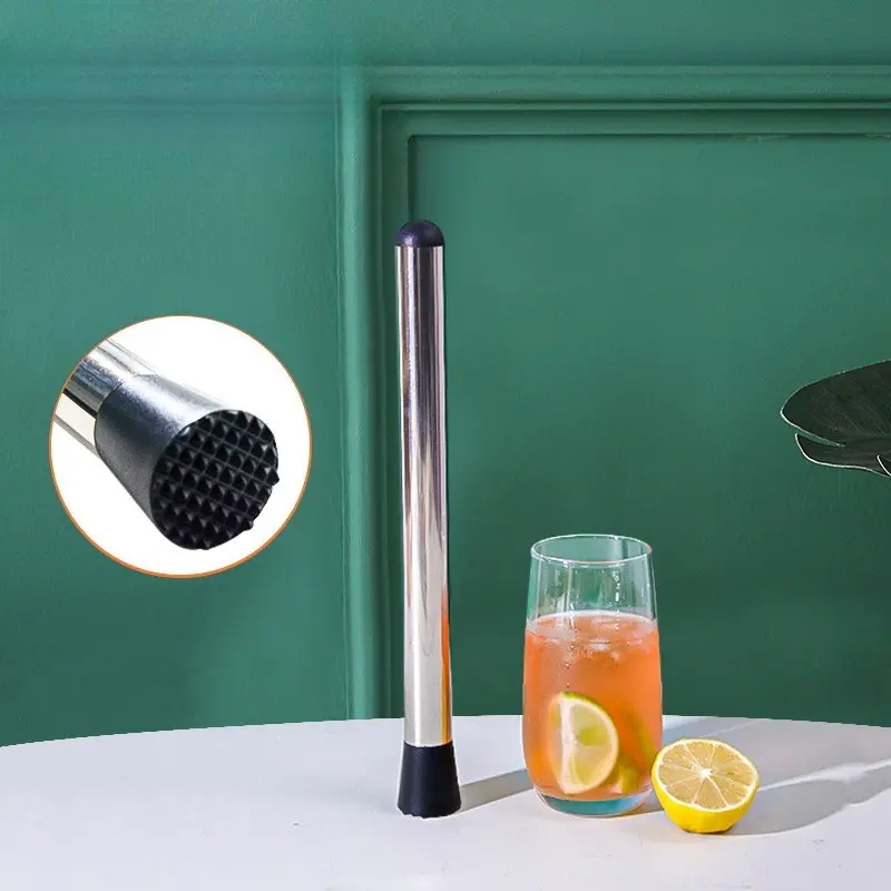 1pc Mashing Stick, Crushing Popsicle Hand Beating Lemon Hammer, Pressing Juice Stick, Mashing Shake Cup Stainless Steel Fruit Pressing Ice Crush Stick, Kitchen Gadget Wine Mixing Gadget for Restaurants, Cafes, Bars, Home Bar Accessories