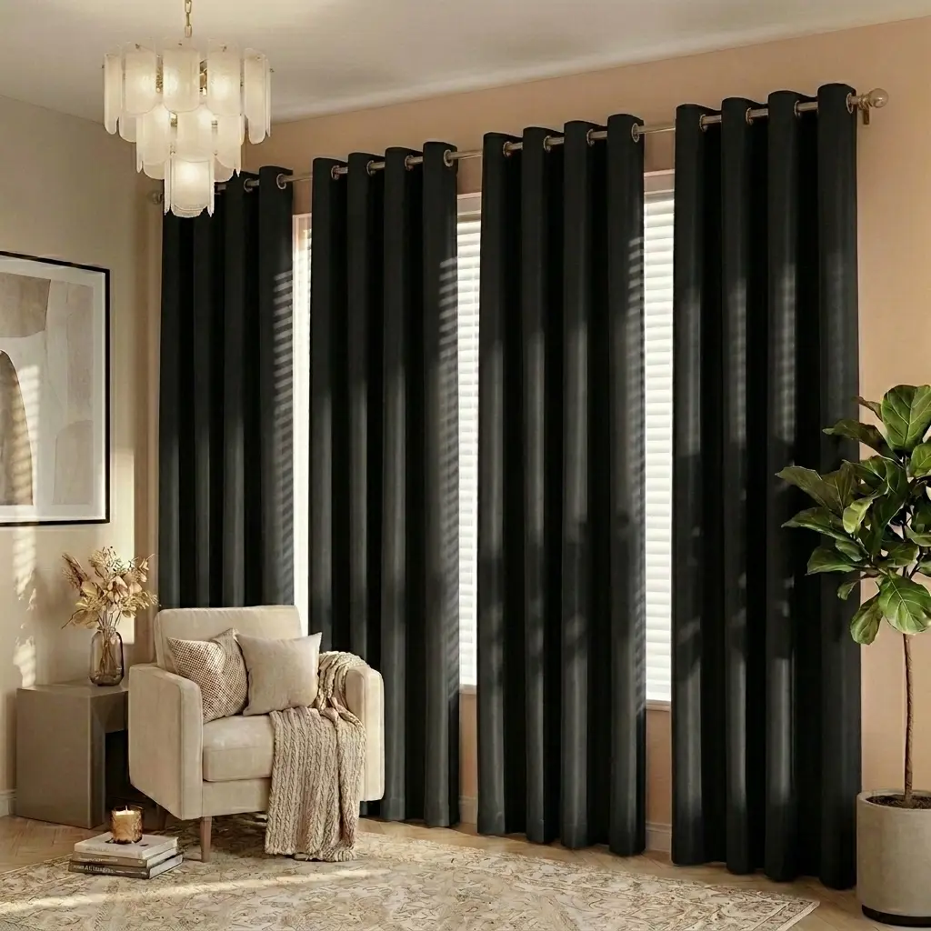 4-Piece Heavy-Duty Insulated Blackout Grommet Curtains - Noise Reduction, Privacy Protection, Modern Style for Bedroom, House Decor, Apartment Accessories, Bedroom Decor, Blackout Curtains