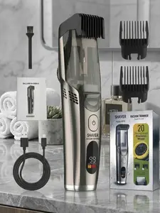2026 Beard Trimmer for Men Vacuum Mustache Trimmer for Less Mess -IPX6 Waterproof- Rechargeable Electric Beard Cutting Kit with Adjustable Length Comb- Built-in Vacuum for Sideburns, Stubble