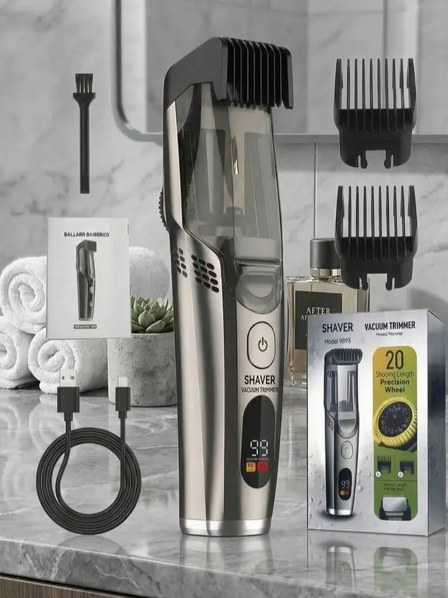 【[DealsForYouDays]】2026 Men's Beard Clipper - IPX6 Waterproof Rechargeable Electric Trimmer Kit with Adjustable Length Comb, Built-in Vacuum for Less Mess, Mustache, Sideburns, Stubble - Mens Gifts