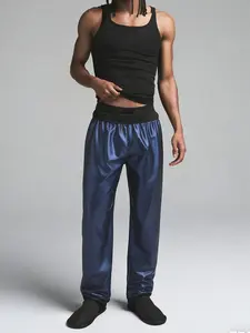Men's Sauna Sweat Suit Pants, Stretchable Activewear, Gym Bottoms Joggers Trousers Heat Trapping Sweatsuit for Boxing Workout Exercise BLUE AND BLACK(S-XXXL)