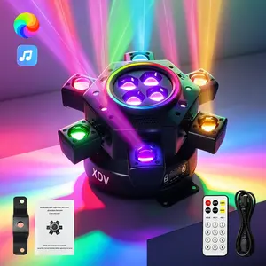 150W 6-Arm Moving Head DJ Stage Light, RGBW LED Beam Lighting with DMX-512 & Sound Activated Modes, Professional Party Lights for Weddings, Live Events, Clubs, and Discos