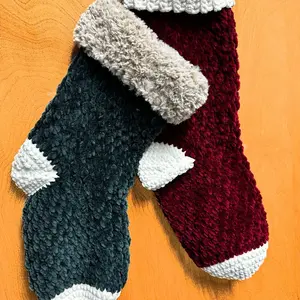 Christmas stockings made of crochet material