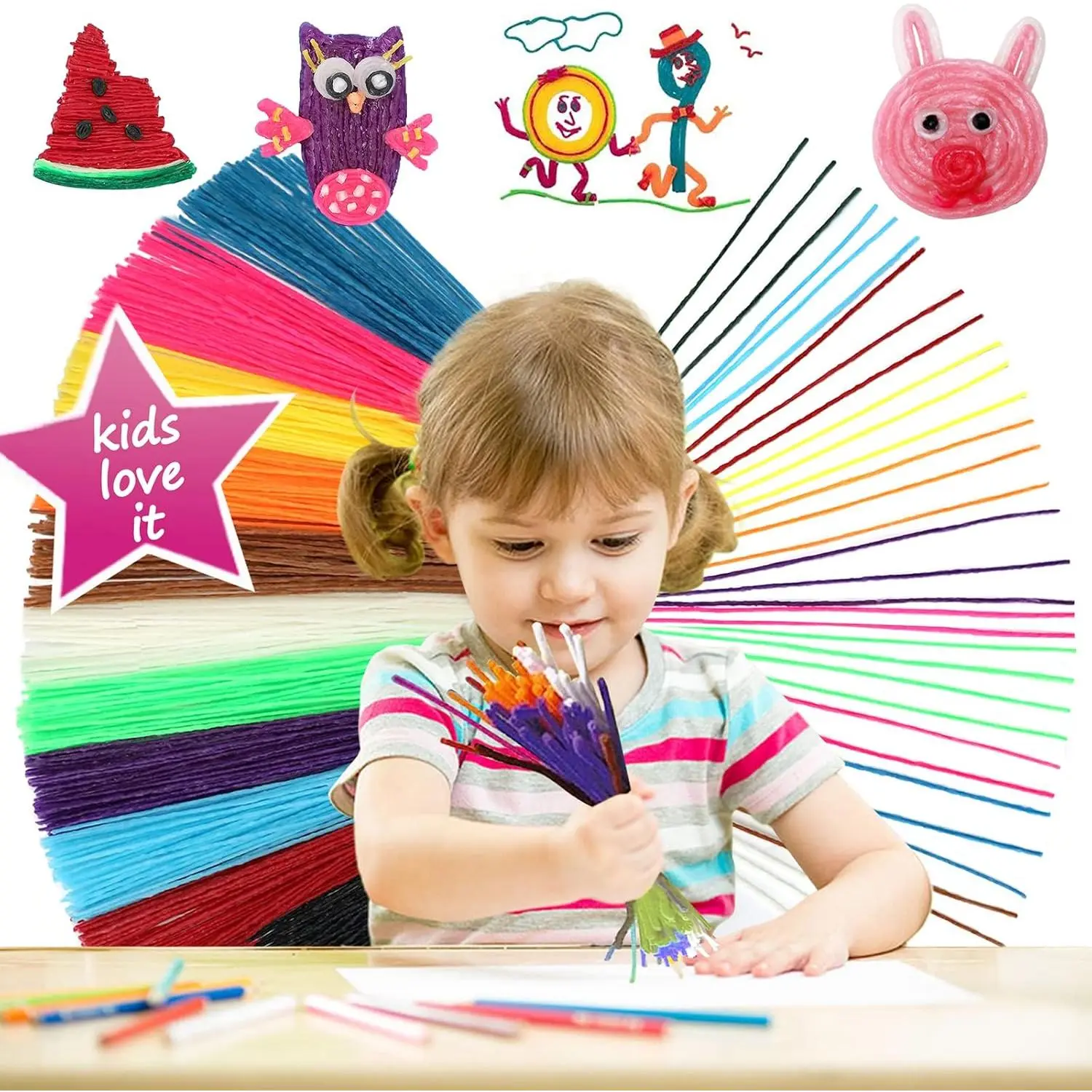 500 count Wiky Sticks Art Crafts Wax Yarn Sticks Non- Bendable Wiky Sticky in Bulk  Handicraft Christmas Gift Entertainment for Home and Travel Student DIY Project