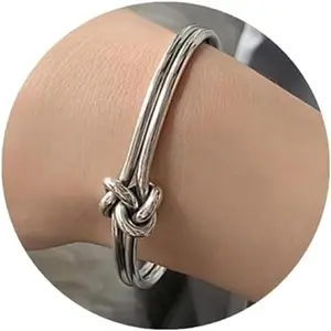 Women's silver bracelet handmade 925 silver bracelet men's enlarged opening size adjustable, gift for girlfriend and boyfriend