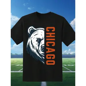 Chicago Graphic T-Shirt Football Fan Gift Bear Graphic Shirt