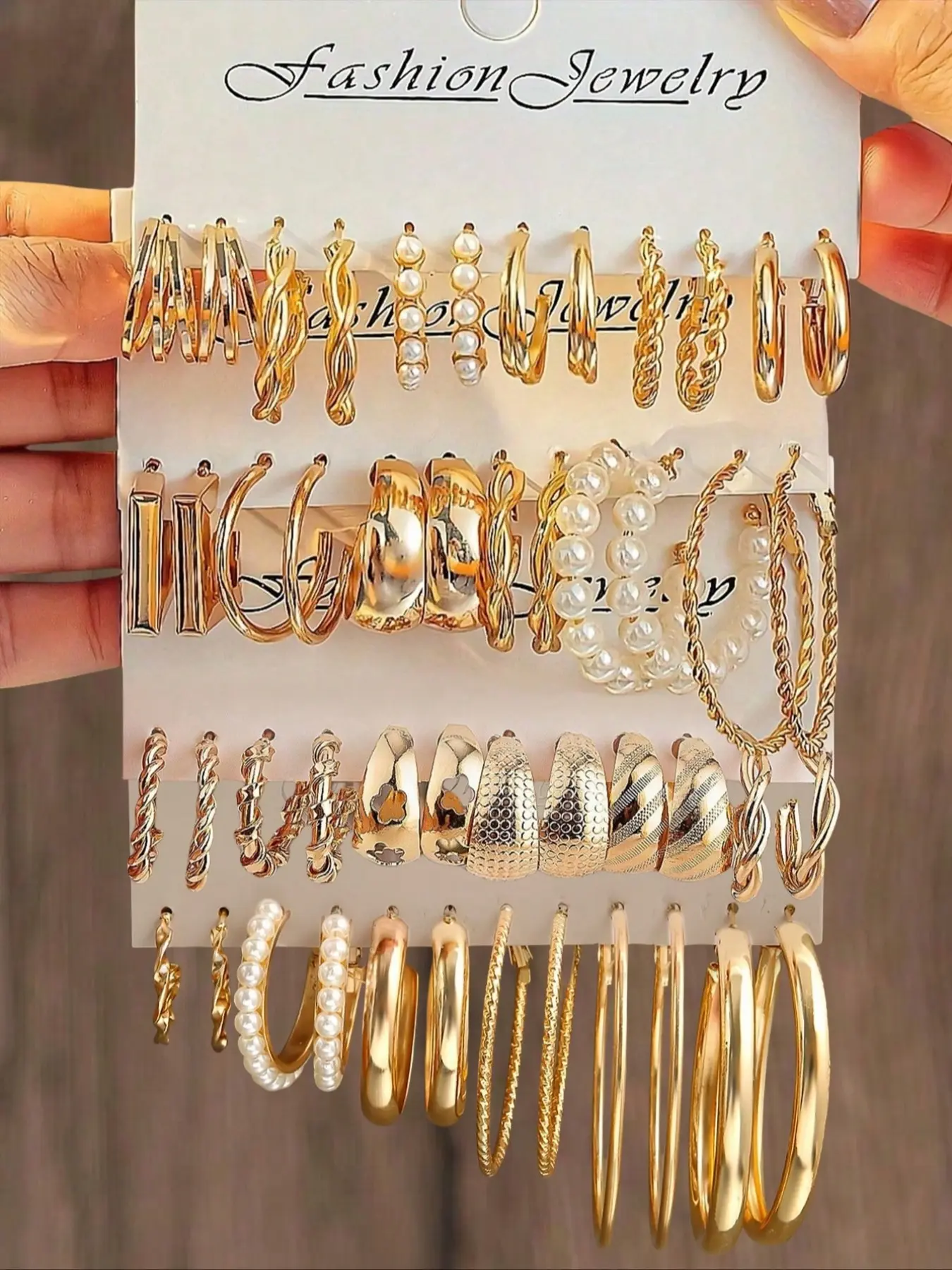 48pcs Women's Bohemian Geometric Earring Set with Imitation Pearls, Faux Pearl and Hollow Flower Design, Fashion Earrings, Stylish Jewelry for Daily Wear and Parties