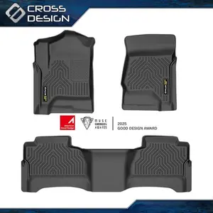 CROSSDESIGN TPE Floor Mats Liners Fit For 2014-18 Silverado Sierra 1500 Crew Cab All Weather  Upgraded Version