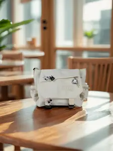 Summer Nylon Crossbody Messenger Bag for Women, Versatile Letter Label Decor Zipper Shoulder School Tote Bag, Everyday Bag for College for Summer Beach Vacation