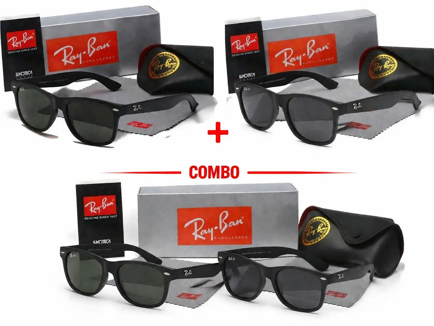 Ray-Ban Black Square Sunglasses, UV-Protected Lightweight Outdoor Eyewear for Men and Women