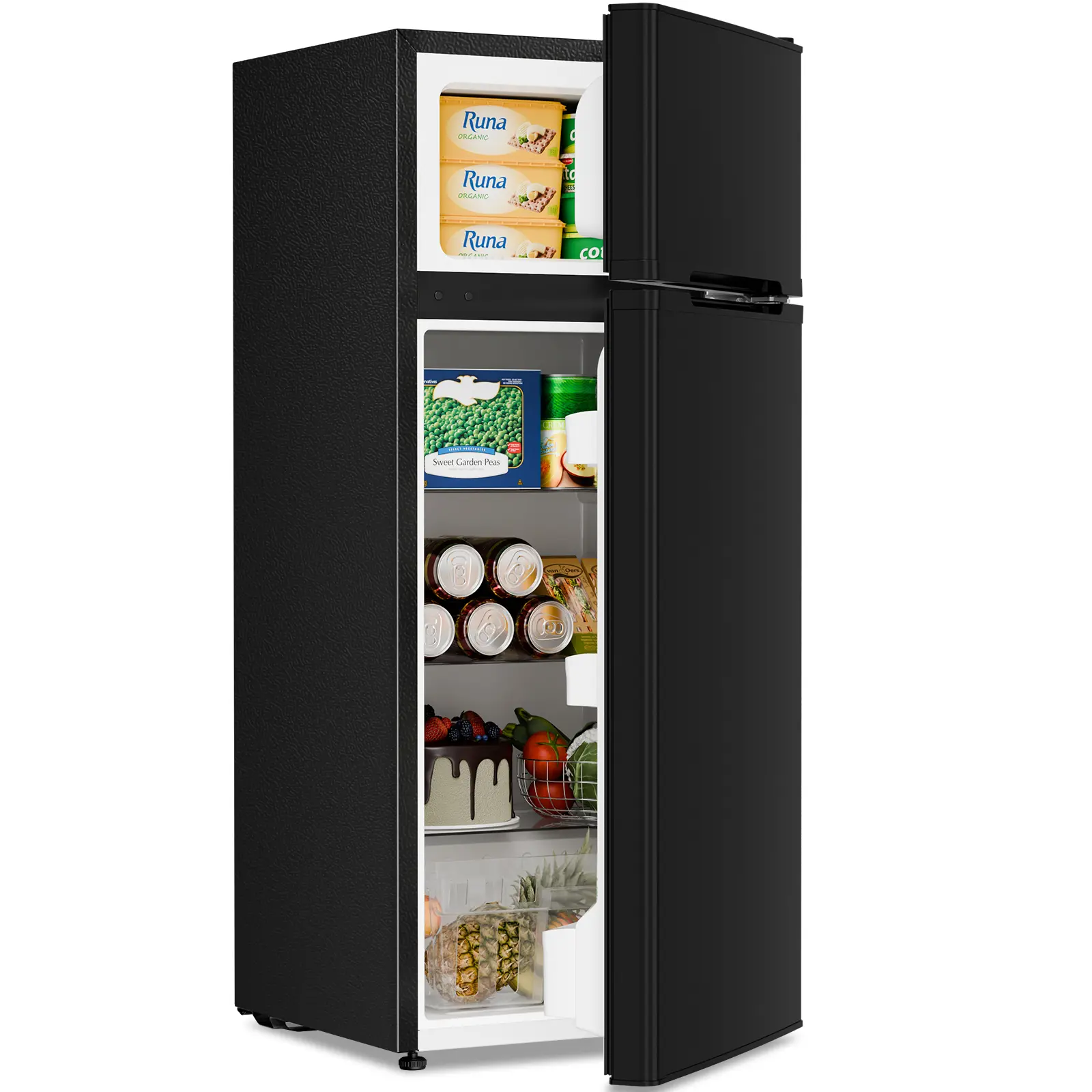 Electactic 3.2 Cu.Ft. Rectangular Dual-Door Compact Refrigerator with Mini Countertop Freezer, Adjustable Glass Shelves, Small Fridge for Small Spaces, Bedroom Office BLACK, Mini Countertop Freezers