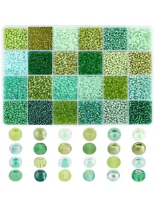5760pcs 24 Styles Bead Assortment Glass Seed Beads 3mm, Friendship Bracelet Beads, Waist Beads, Tiny Round Spacer Beads for Beading Making and Jewelry Making