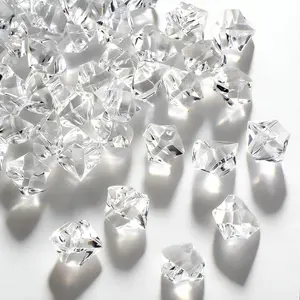 160 Pcs Fake Ice Cubes Fake Diamonds 22*18mm Acrylic Rocks Plastic Gems Artificial Crushed Ice Props for Vase Filler Sensory Bin Filler Table Confetti Faux Centerpieces