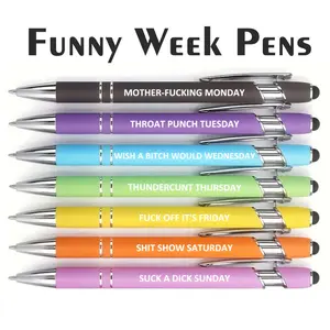 7Pcs Funny Week Pens, Fuck It Pens, Fancy Fu ck You Pen, Swear Words Ballponit Pen, Ballpoint Pen, Novelty Stationery for Adults, Black Ink 1.0 mm Retractable Ball-pen, Unique Office Supplies, Ballpoint Pen Set