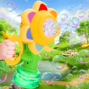 WQH Bubble Machine for Kids, Automatic Sunflower Bubble Maker for Toddlers, Portable Battery Operated Bubble Toys for Indoor Outdoor Birthday Party
