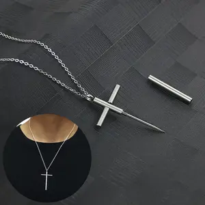 Quality Stainless Steel Creative Pick Design Cross Pendant Necklace