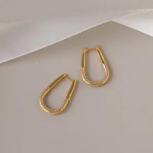Bold Pave Oval Hoops