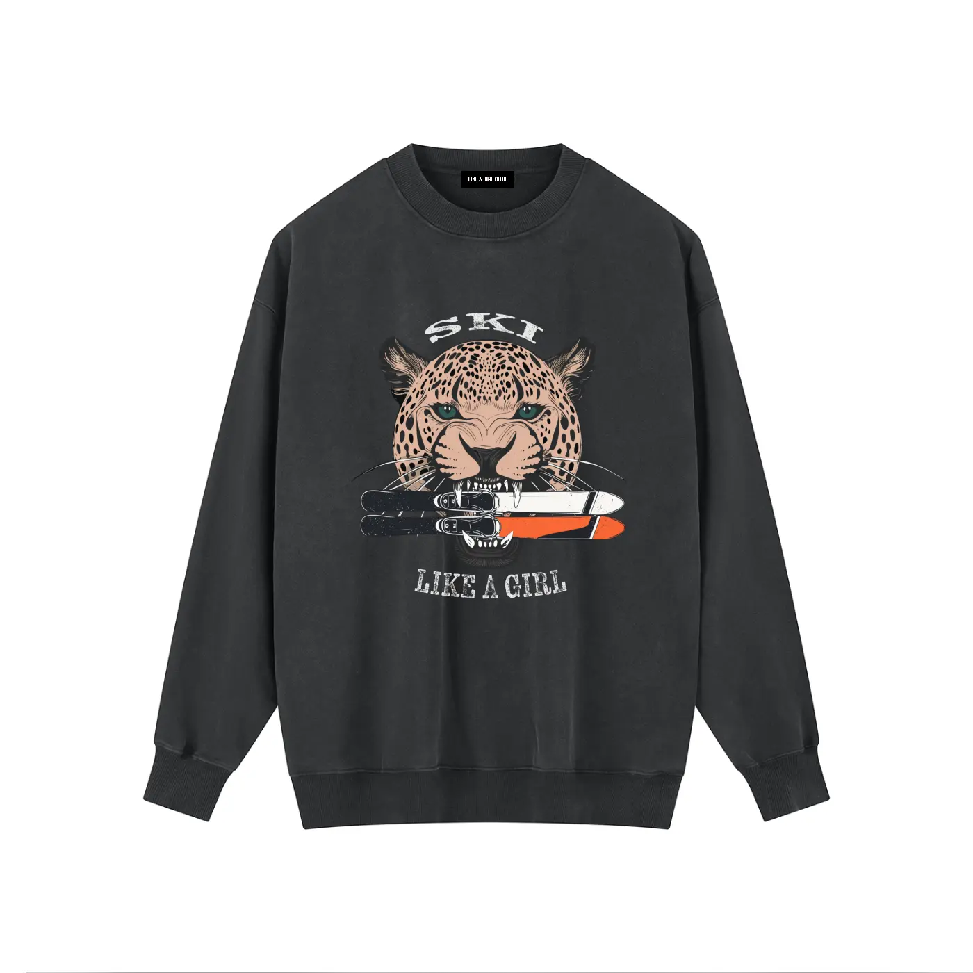 Ski Like A Girl Jaguar Washed Heavyweight Sweatshirt