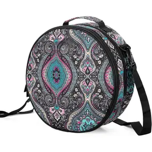 Embroidery Bag, Double-Layer Round Embroidery Project Storage Bag for Storing Embroidery Kits and Cross Stitch Kits, with Handle and  Strap, Totem, Bag Only