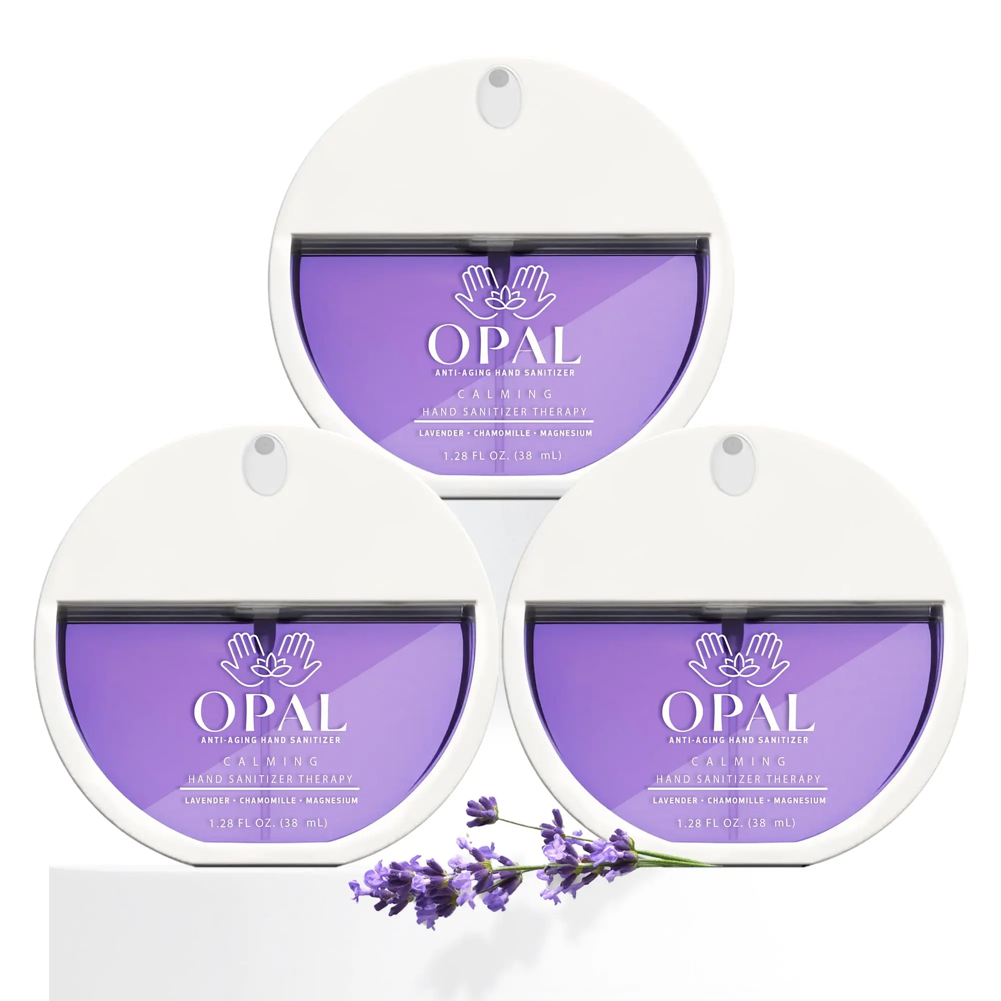Opal Travel Pocket-Size Spray Aloe Hand Sanitizer Kit (3-Pack) - Lavender & Chamomile Infused, Magnesium & Sugar-Boosted, Hydrating Hyaluronic Acid Moisturizer, Soothing Aromatherapy, Oil-Free, Spray, Alcohol, Hydrating Gel Variants, Spray Hand Sanitizers