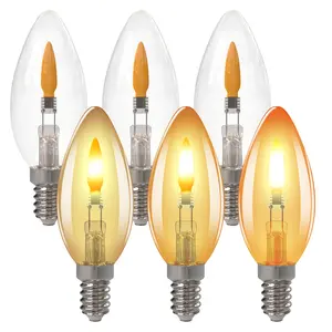 6/2 PACK LED Flame Light Bulbs E12 Candelabra Base Outdoor/Indoor Flickering Flame Light Bulbs 2200k Amber Warm White B11 / C35 Fire Light Bulb for Chandelier Lamp (Non-dimmable)