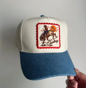 Rodeo Cowboy Hat – Denim Trucker Cap, Western Patch Hat, Vintage Country Style Hat, Gift for Him