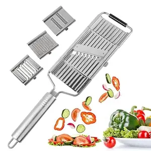 Stainless Steel 4 in 1 Multi-Purpose Vegetable Slicer Cheese Grater Kitchen Hand-held Shredder,Multi-purpose Efficient Great for Families